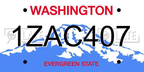 1ZAC407 Washington License Plate