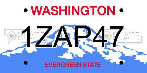 1ZAP47 Washington License Plate