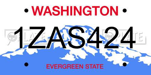 1ZAS424 Washington License Plate