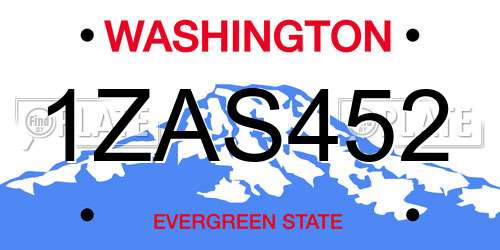 1ZAS452 Washington License Plate