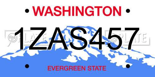 1ZAS457 Washington License Plate