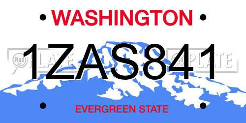 1ZAS841 Washington License Plate