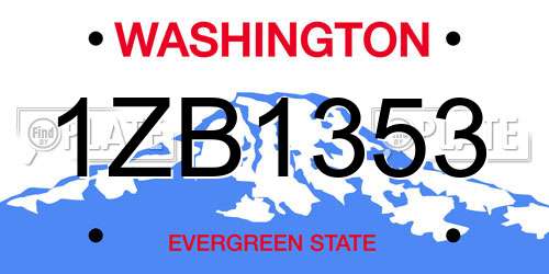 1ZB1353 Washington License Plate