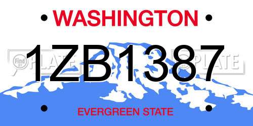 1ZB1387 Washington License Plate