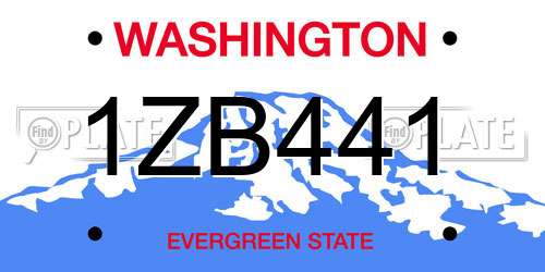 1ZB441 Washington License Plate