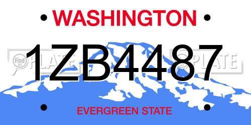 1ZB4487 Washington License Plate