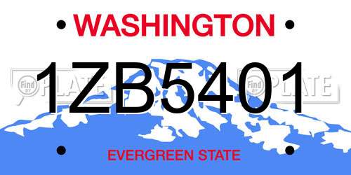 1ZB5401 Washington License Plate