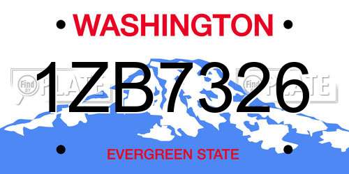 1ZB7326 Washington License Plate