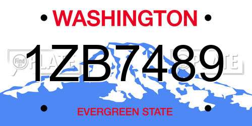 1ZB7489 Washington License Plate