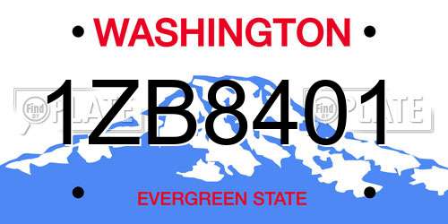 1ZB8401 Washington License Plate