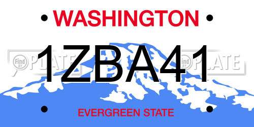 1ZBA41 Washington License Plate