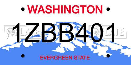 1ZBB401 Washington License Plate