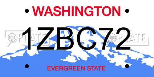 1ZBC72 Washington License Plate