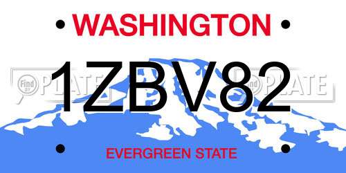 1ZBV82 Washington License Plate