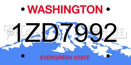 1ZD7992 Washington License Plate