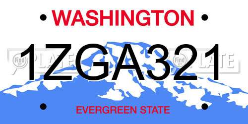 1ZGA321 Washington License Plate