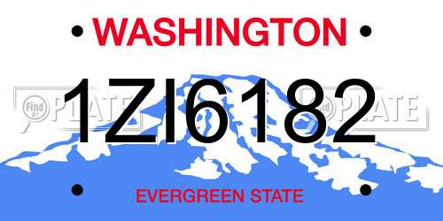 1ZI6182 Washington License Plate