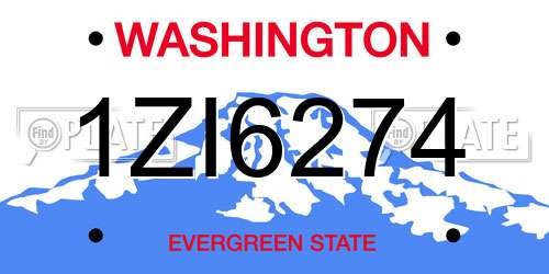 1ZI6274 Washington License Plate