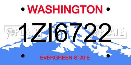 1ZI6722 Washington License Plate