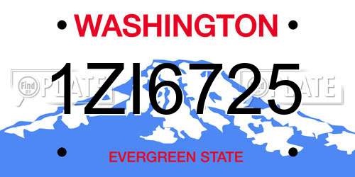 1ZI6725 Washington License Plate