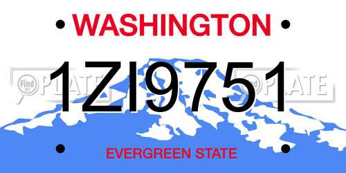 1ZI9751 Washington License Plate