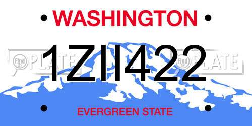 1ZII422 Washington License Plate