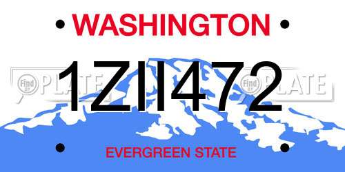 1ZII472 Washington License Plate