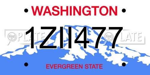 1ZII477 Washington License Plate