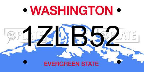 1ZLB52 Washington License Plate