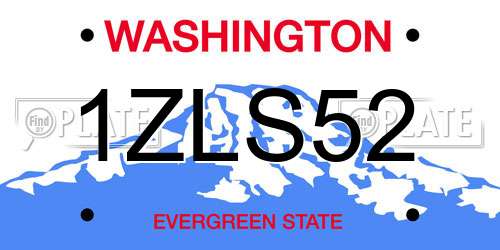 1ZLS52 Washington License Plate
