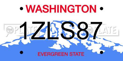 1ZLS87 Washington License Plate