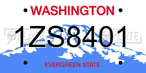 1ZS8401 Washington License Plate