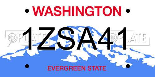 1ZSA41 Washington License Plate