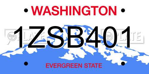 1ZSB401 Washington License Plate