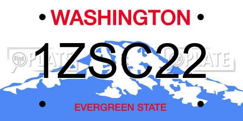 1ZSC22 Washington License Plate