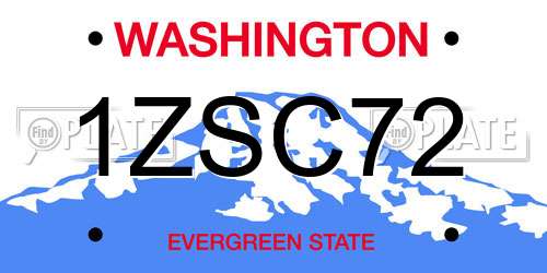 1ZSC72 Washington License Plate