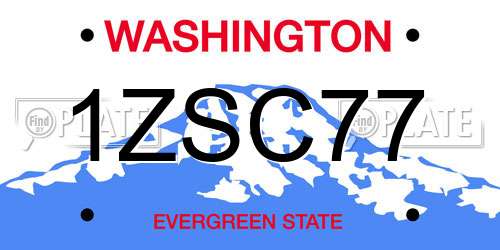 1ZSC77 Washington License Plate