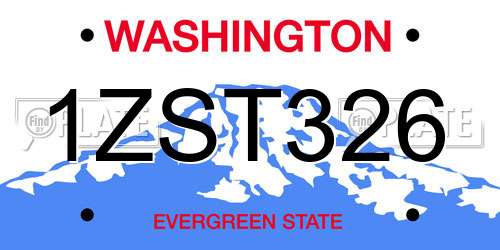 1ZST326 Washington License Plate