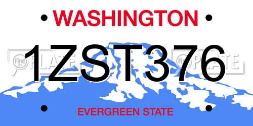 1ZST376 Washington License Plate
