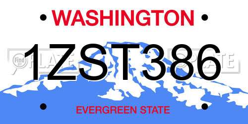 1ZST386 Washington License Plate