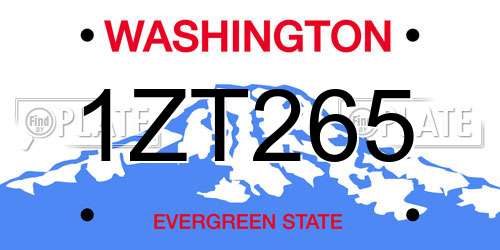 1ZT265 Washington License Plate