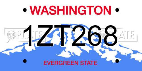 1ZT268 Washington License Plate