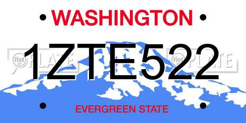 1ZTE522 Washington License Plate