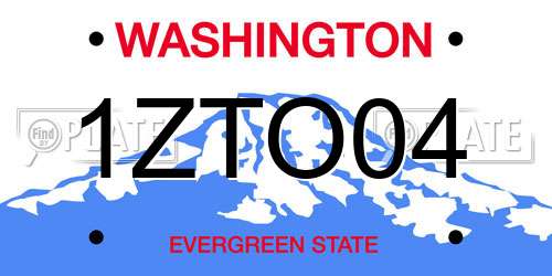 1ZTO04 Washington License Plate