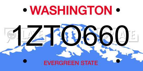 1ZTO660 Washington License Plate