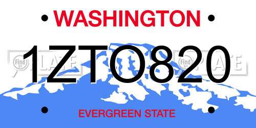 1ZTO820 Washington License Plate