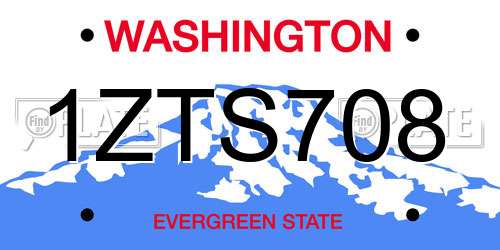 1ZTS708 Washington License Plate