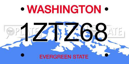 1ZTZ68 Washington License Plate