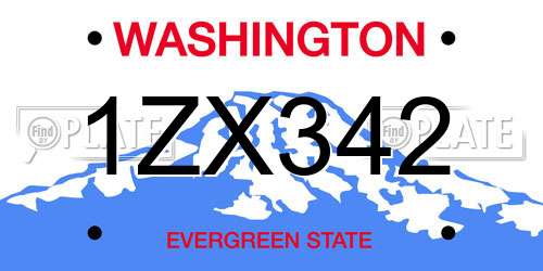1ZX342 Washington License Plate