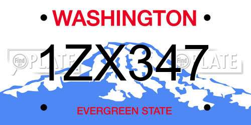 1ZX347 Washington License Plate